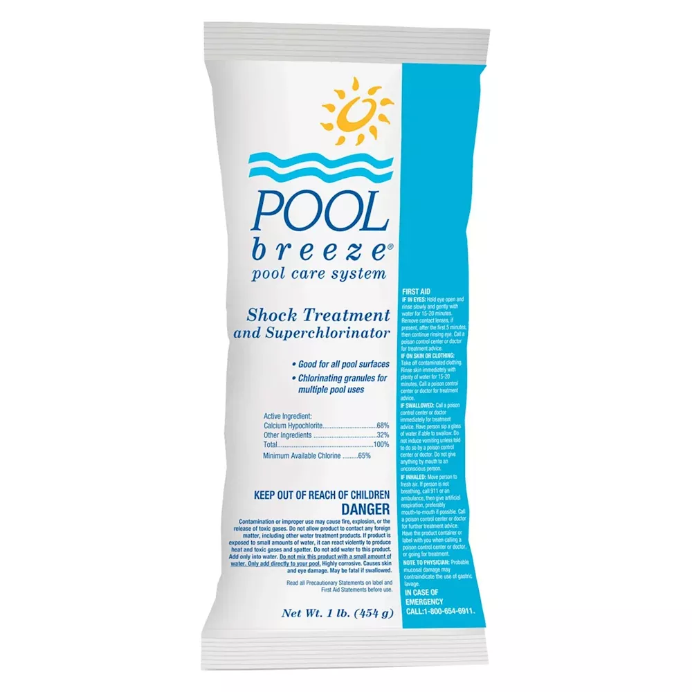Calcium Hypochlorite Granular Shock | 68 Percent | 1 Pound | Pool Breeze
