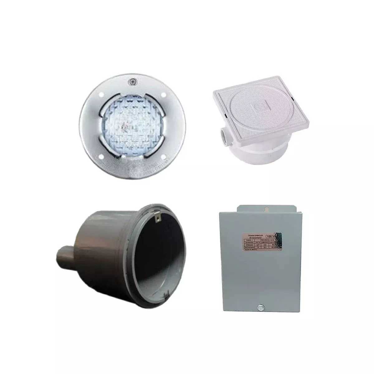Kit de 1 Reflector Led Blanco 15 cm + 1 Transformador 100W + 1 Caja de Registro + 1 Nicho