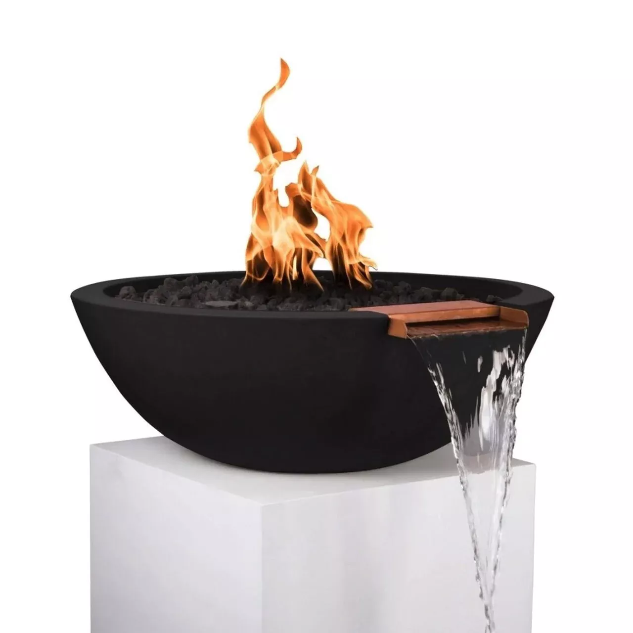 Sedona Round Fire & Water Bowl 33" w/ Coppwer Spillway