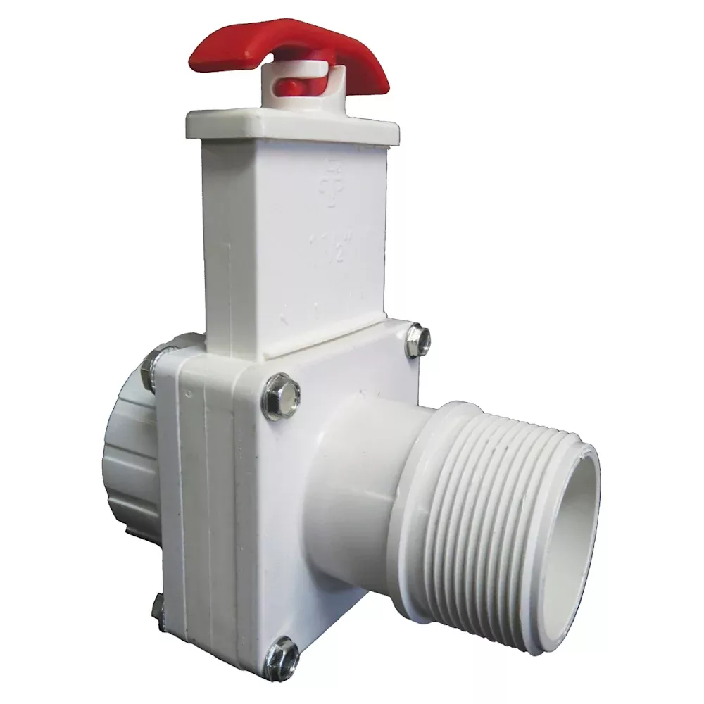 Slide Valve | Praher | 150-GMFT | 1 1/2 in MPT to 1 in FPT | PVC White Heavy Duty